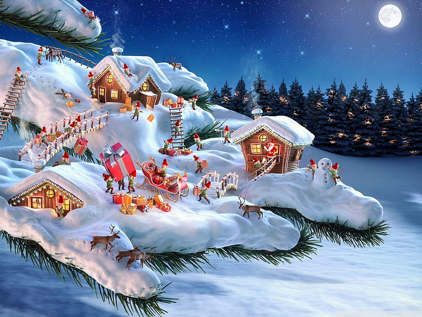 Christmas Elf, bapa natal dan elf Wallpaper HD