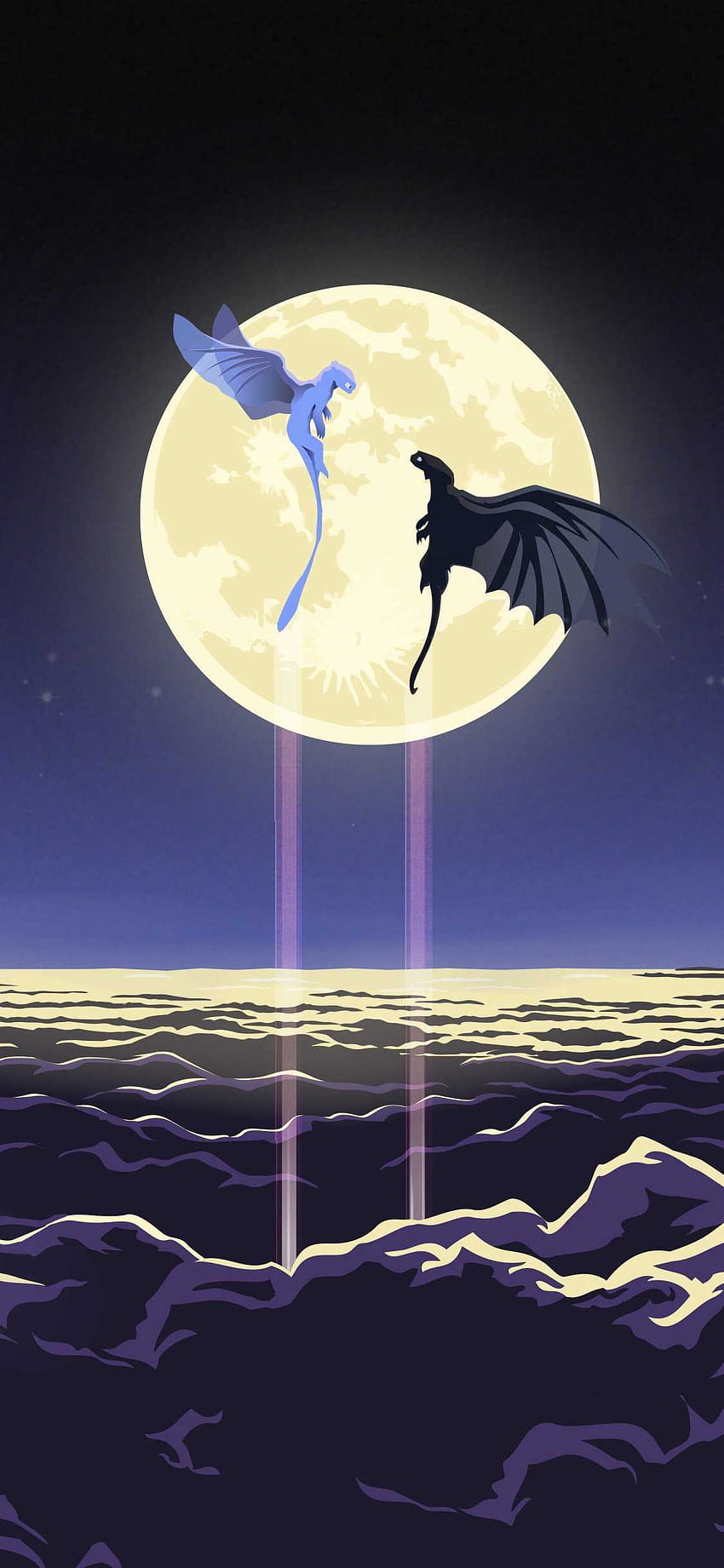 Toothless And Light Fury Artwork, Night Fury und Light Fury Art HD-Handy-Hintergrundbild
