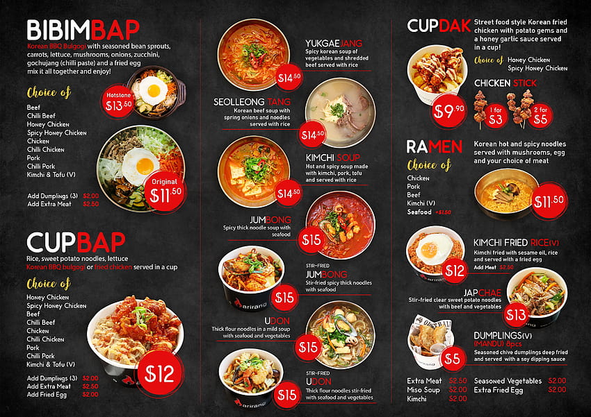 rice table korean kitchen menu
