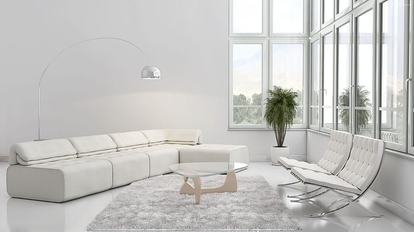 White Living Room, white room HD wallpaper