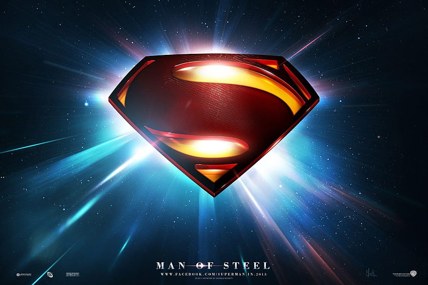 Лого на супермен от филма „Човек от стомана“, синьо лого на супермен HD тапет