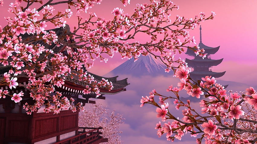 Anime landscape, spring, cherry blossom, sakura bloom, trees, path, Anime,  HD wallpaper | Peakpx
