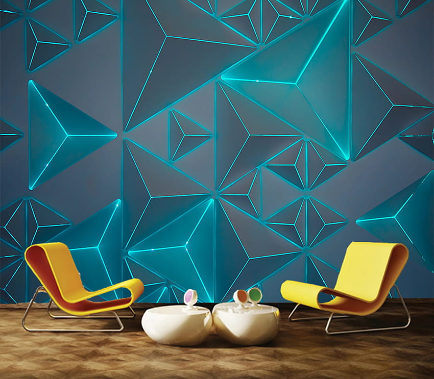 Blue Shiny Geometric Shapes 3D Digital Print Wall Covering Home Decor Wall Art Wall Decor Wallboard HD wallpaper