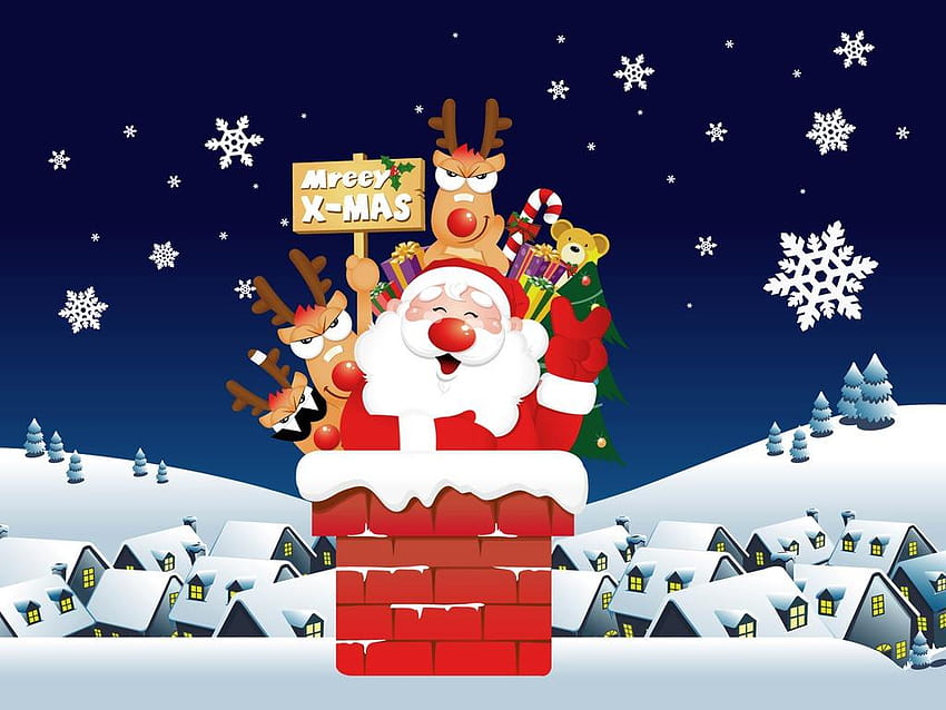 Santa Stuck up in the Chimney HD wallpaper