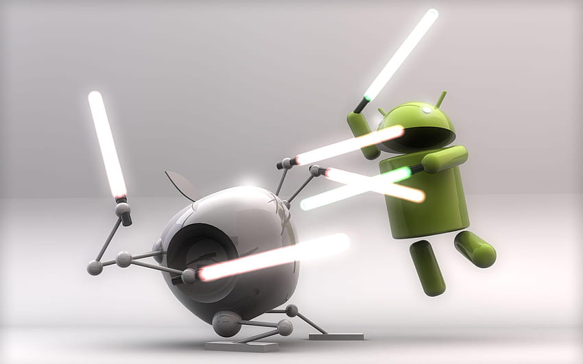 la spada laser Apple vs Droid, Apple vs Droid, logo Android vs Apple Sfondo HD