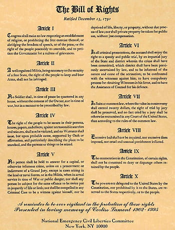 US Constitution - United States Bill of Rights | Postcard