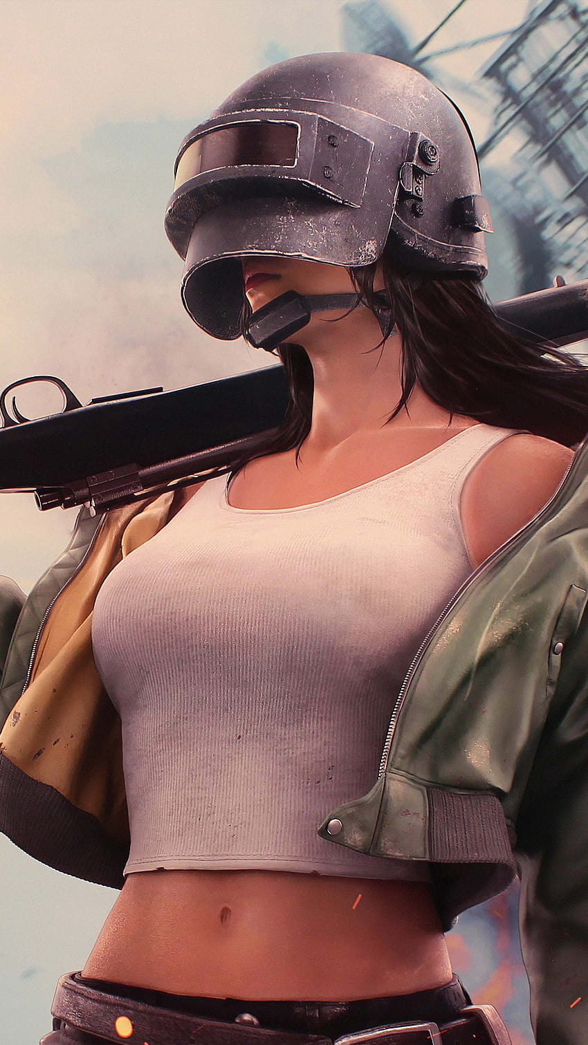 PUBG Girl Level 3 Helmet With Sniper Ultra Mobile, pubg girl android HD phone wallpaper