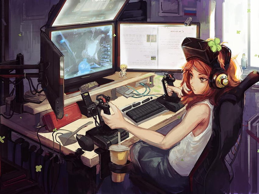 1024x768 Anime Gamer Girl Resolução de 1024x768, planos de fundo e papel de parede HD