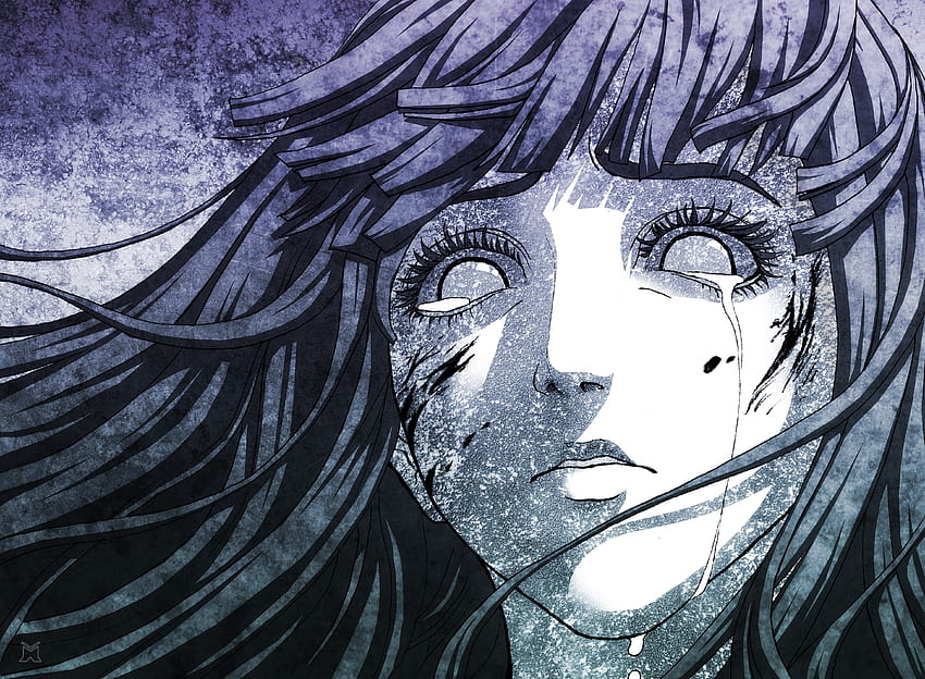 krwawe łzy długie włosy naruto shippuden hyuuga hinata artwork, samica płaczące krwawe anime Tapeta HD