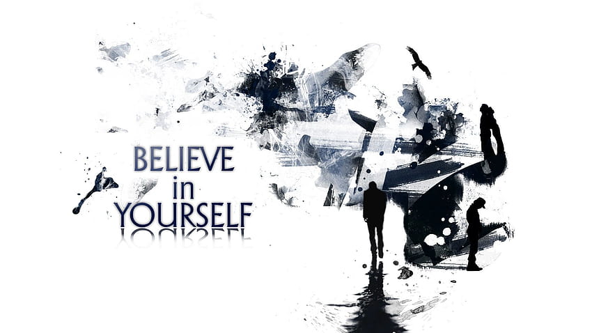 abstract blue black white text walk design alone men eagles lonely, believe in yourself HD wallpaper