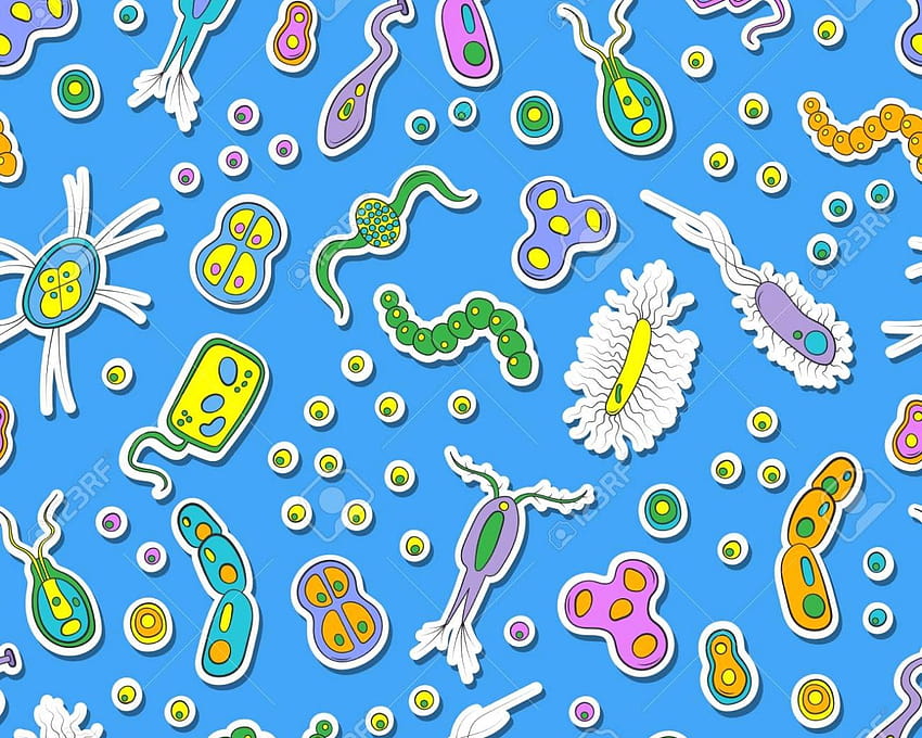Seamless Pattern With Of Bacteria Germs And HD wallpaper