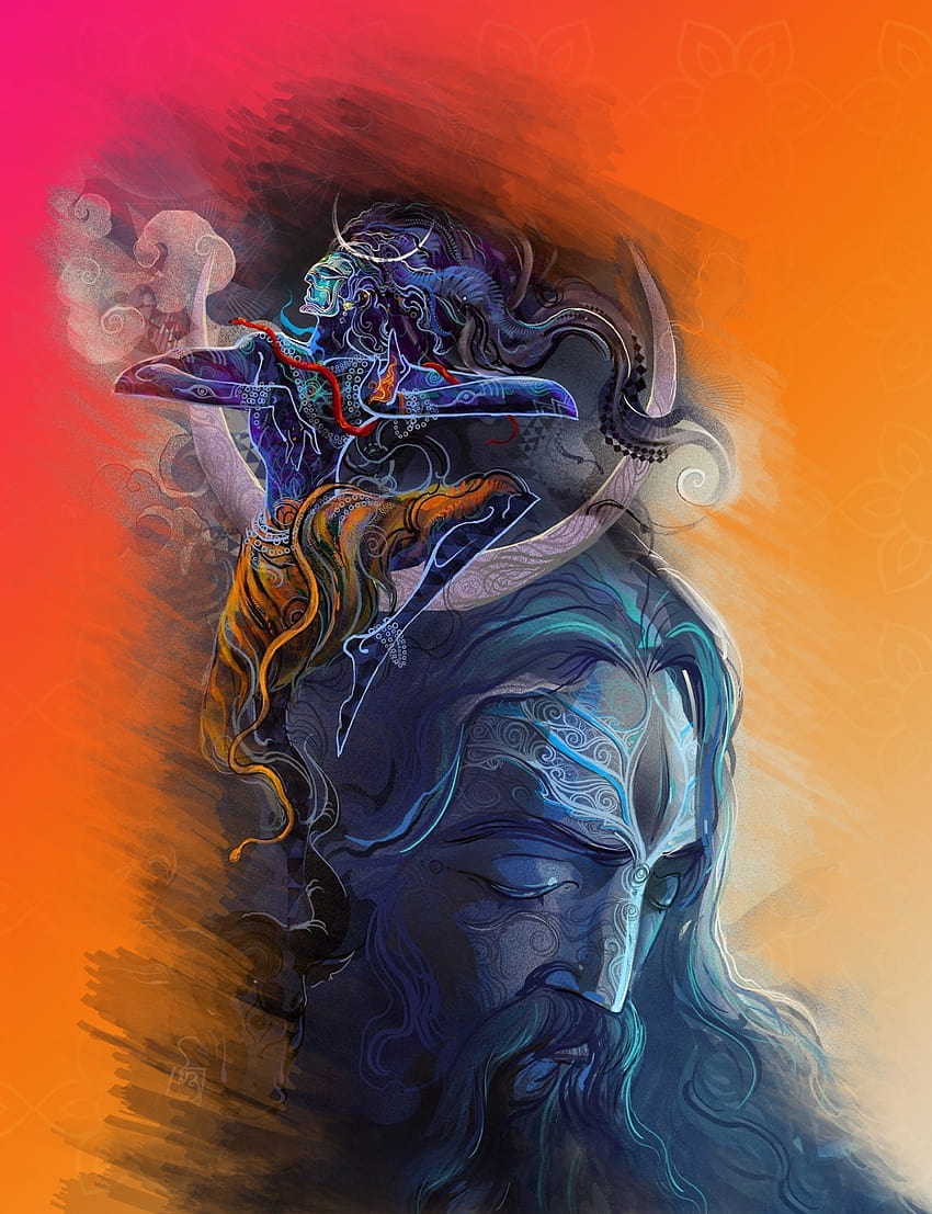 Indischer Gott, digitale Kunst, Lord Shiva, moderne Kunst HD-Handy-Hintergrundbild