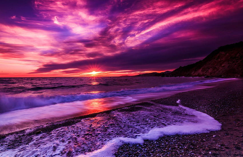 Purple Beach Sunset Full Bakgrund and Bakgrund, purple summer HD wallpaper