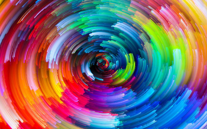 Ilusão de ótica, arco-íris, círculo, colorido, redemoinho, respingo de redemoinho papel de parede HD
