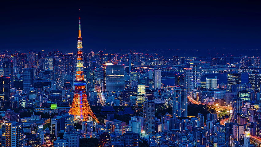 3840x2160 光, 都市景観, 東京, 日本, 夜, 都市, 美的日本都市 高画質の壁紙