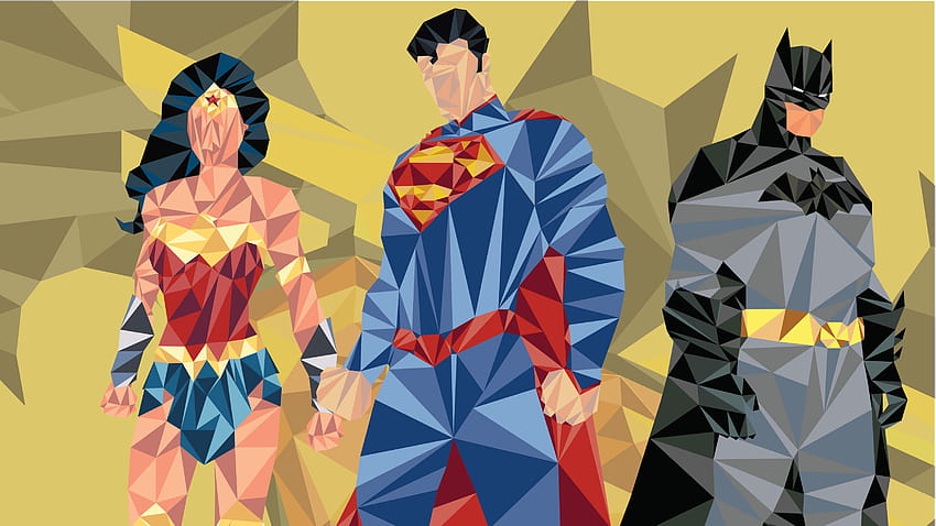 Batman Superman Wonder Woman Low Poly Art, Superheroes, wonder woman poly art HD wallpaper