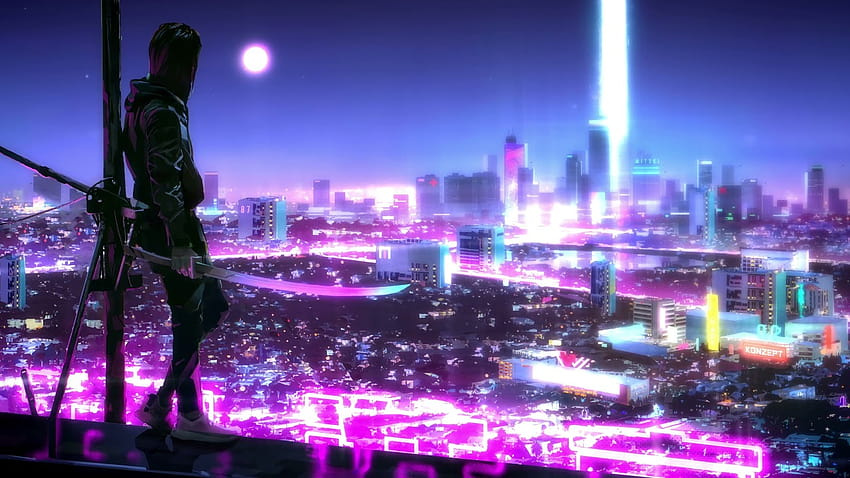 Neon samurai cyberpunk night city live, purple samurai HD wallpaper ...