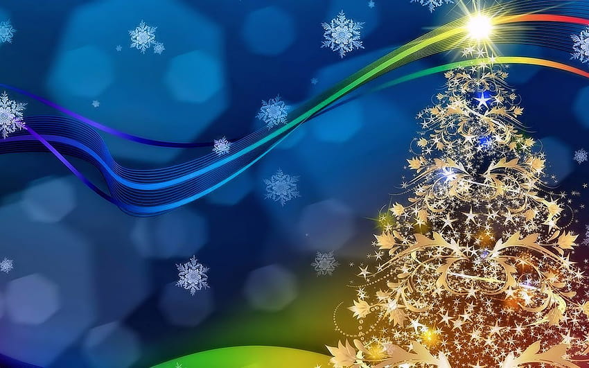 Golden Christmas Tree Flakes Decorative Festive For 1920x1080 : 13 HD wallpaper