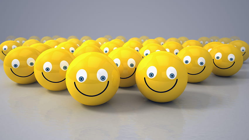 รอยยิ้ม, สีเหลือง, 3D, กราฟิกสร้างสรรค์, ลูกบอลยิ้ม วอลล์เปเปอร์ HD