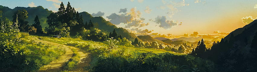 : multiple display, path, artwork, Only Yesterday, Studio Ghibli HD wallpaper