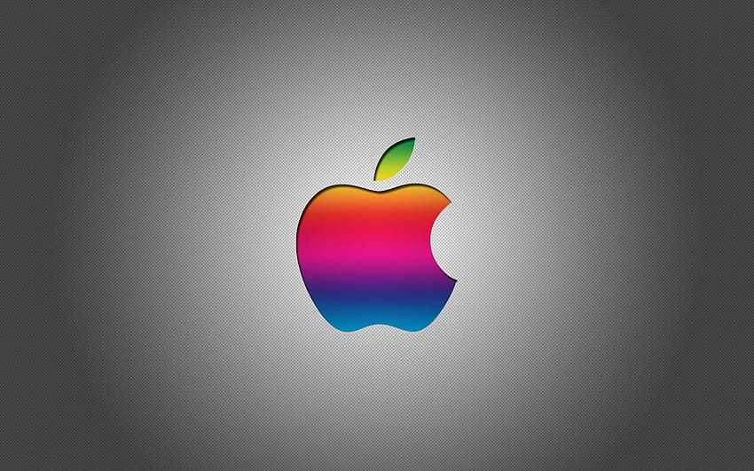 Logo Apple coloré avec fond gris Mac, macbook pro m1 Fond d'écran HD