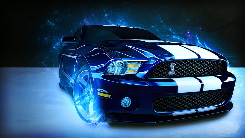 Mustang Shelby Blue Fire, 파란 불 자동차 HD 월페이퍼