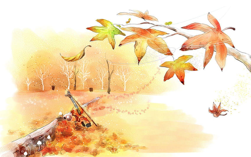 Виолончело през есента HD тапет