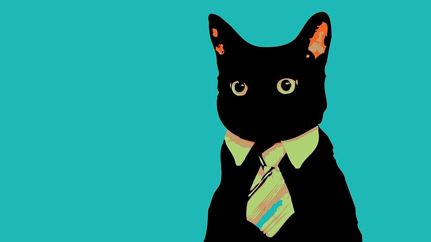 Black Cat PC on Dog, aesthetic cat HD wallpaper