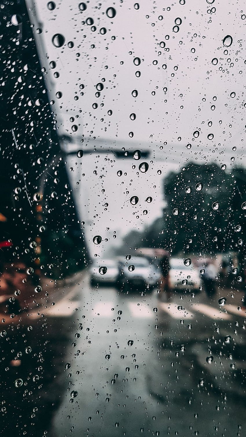 Szkło, krople, deszcz, wilgoć, rozmycie, miasto, deszcz iPhone Tapeta na telefon HD