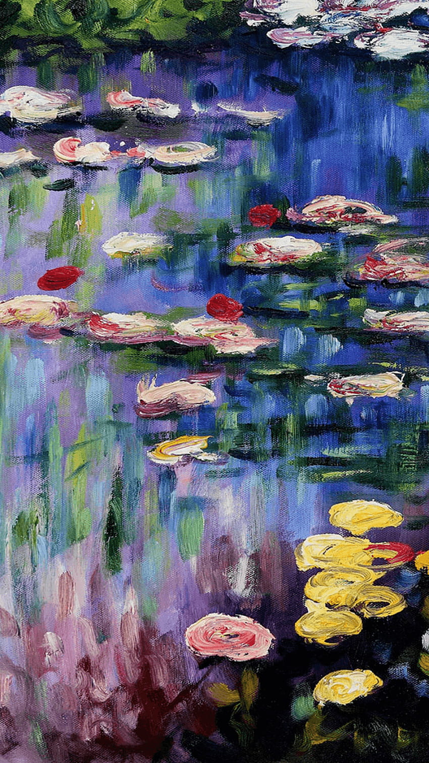 ✅[5 lilii wodnych Claude Monet, moneta iPhone Tapeta na telefon HD