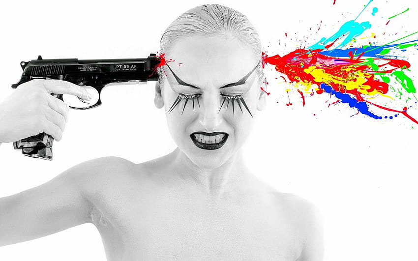 Girls and guns girl gun psychedelic weapon gun mood suicide, women with gun HD wallpaper