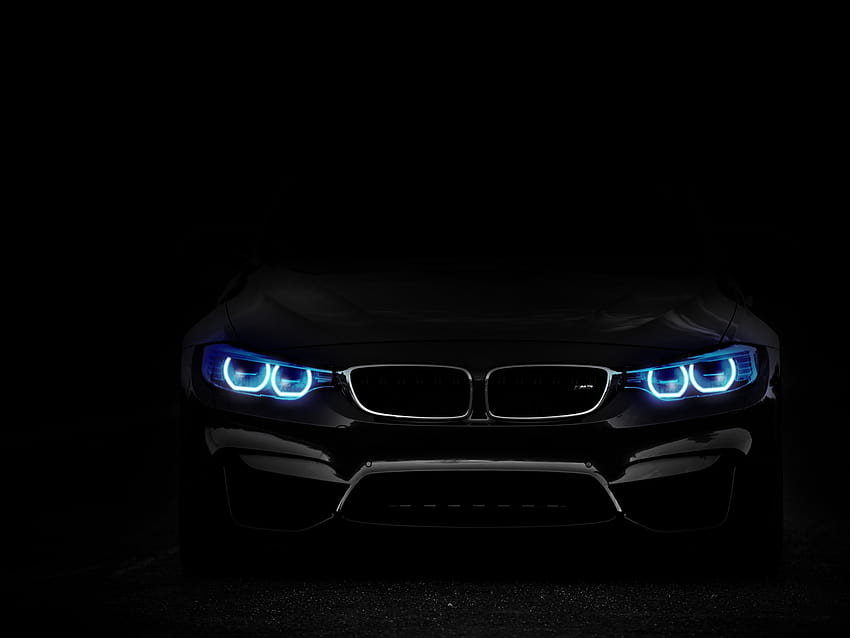 BMW M3 , Angel Eyes, Black background, Black/Dark HD wallpaper