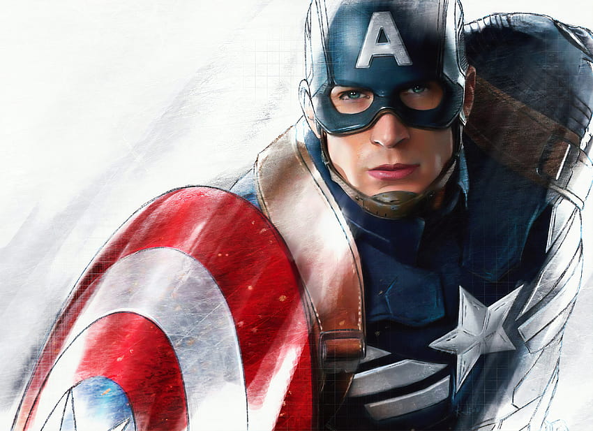 Captain America New Sketch Art, Superbohaterowie, Tła i rysunek Kapitana Ameryki Tapeta HD