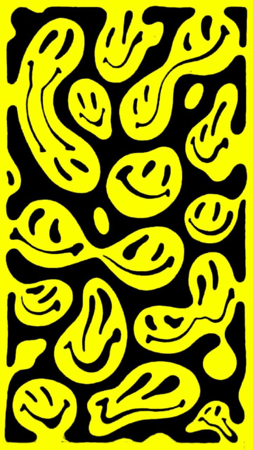 yellow smiles Trippy Retro iphone Edgy [720x1280] for your , Mobile & Tablet, yellow smiley face HD phone wallpaper