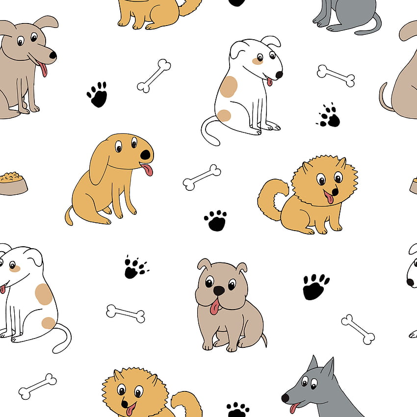 dogs seamless pattern. hand drawn doodle. , cartoon, minimalism. trending colors 2021. , wrapping, textiles banner animals pets bones paws baby 5105075 Vector Art at Vecteezy, dog bones HD phone wallpaper
