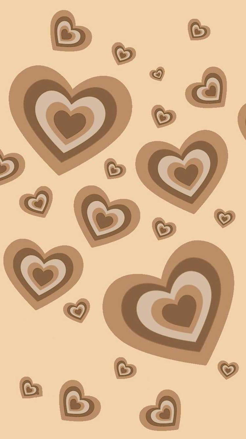 aesthetic brown hearts HD phone wallpaper