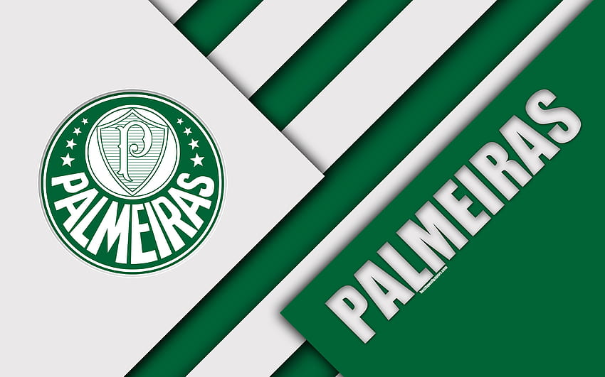 Palmeiras FC, São Paulo, Brazil, material design, green white abstraction, Brazilian football club, Serie A, football with resolution 3840x2400. High Quality HD wallpaper
