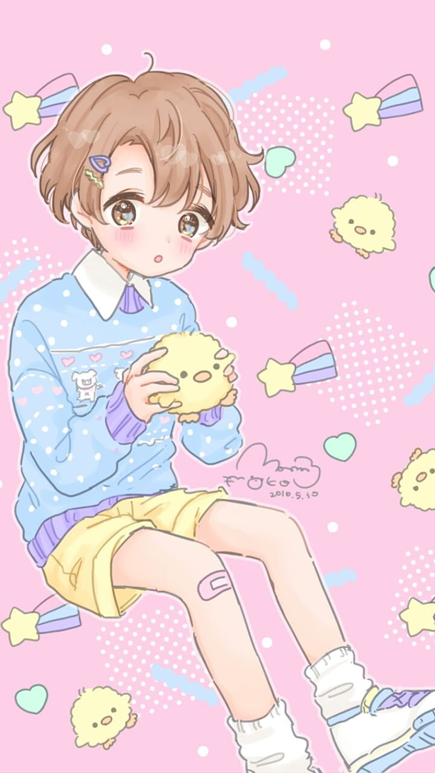 anime, art, baby, background, boy, cartoon, Chick, cute baby, pastel anime boy wallpaper ponsel HD