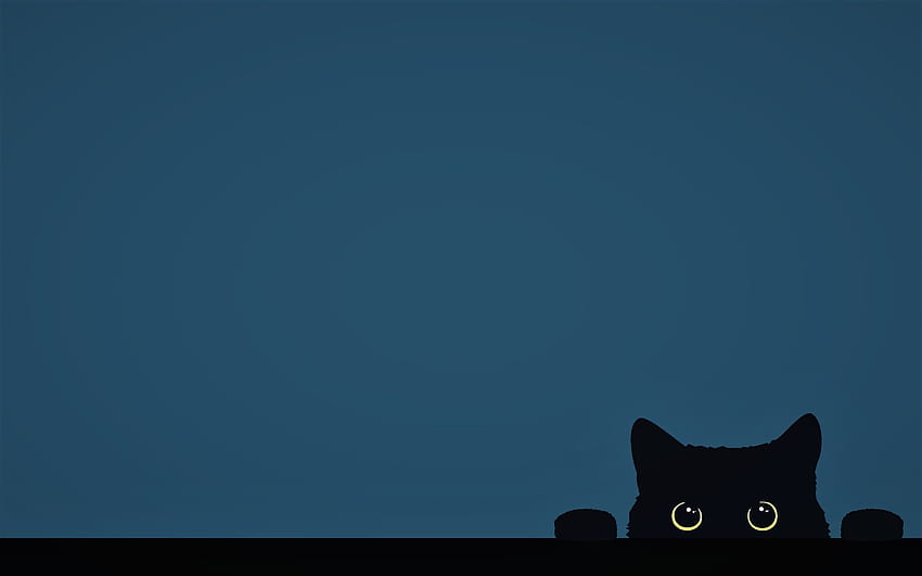 minimalismo arte digital olhos amarelos fundos simples em 2021, laptop gato kawaii papel de parede HD