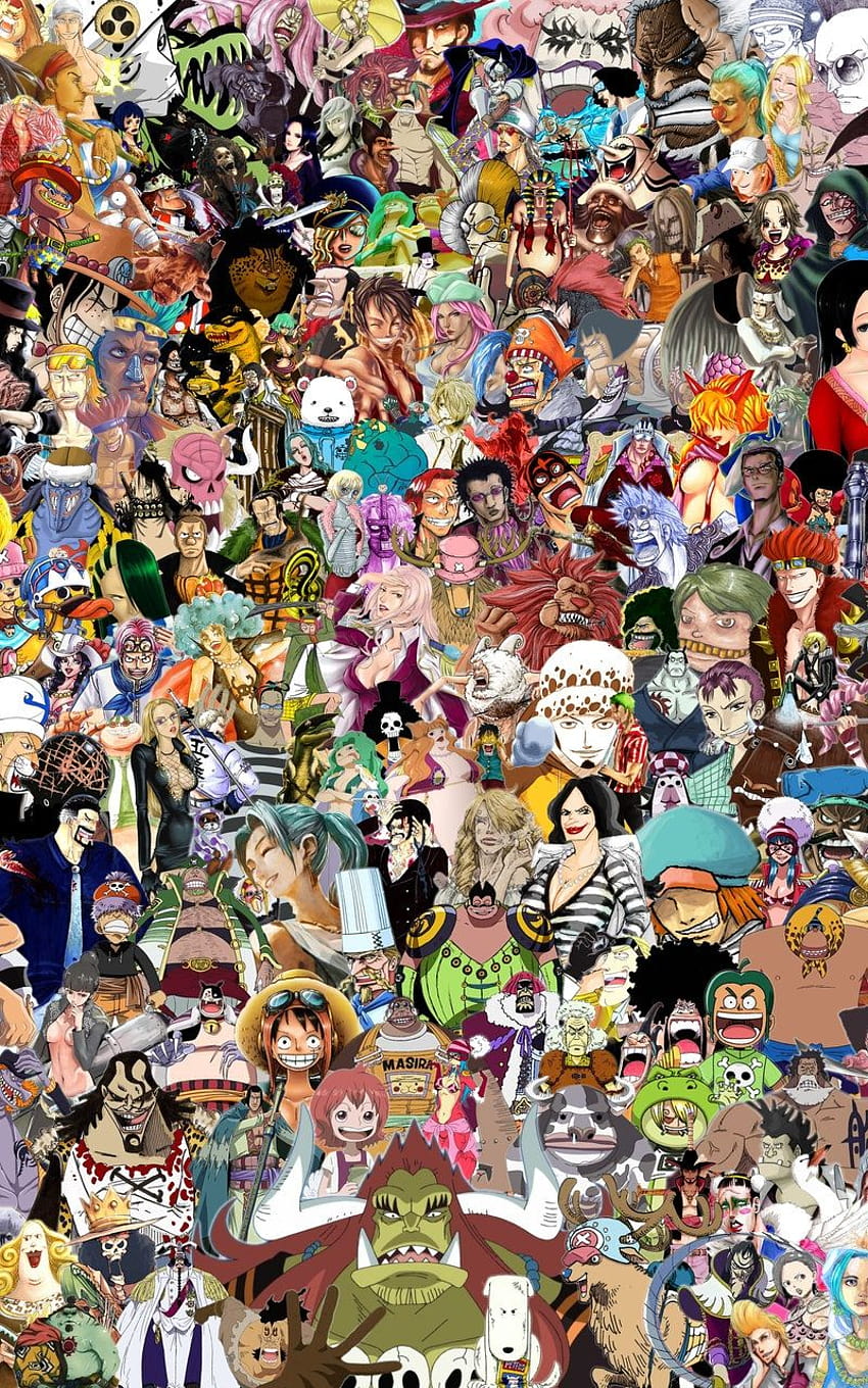 collage di personaggi di un pezzo 3 di wood5525 manga, ogni personaggio dell'anime Sfondo del telefono HD