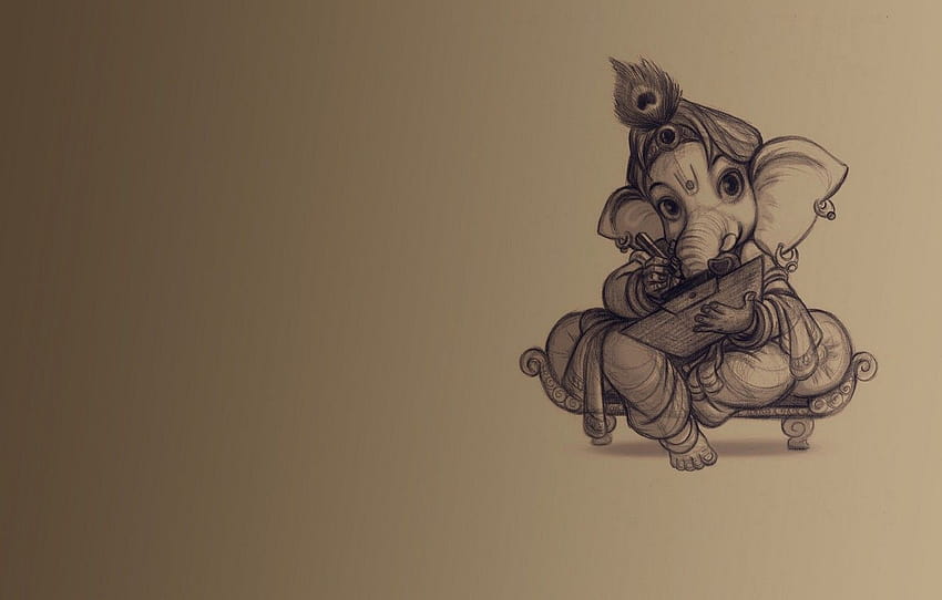 fundos elefante ensinando Ganesh, ganesha minimalista papel de parede HD
