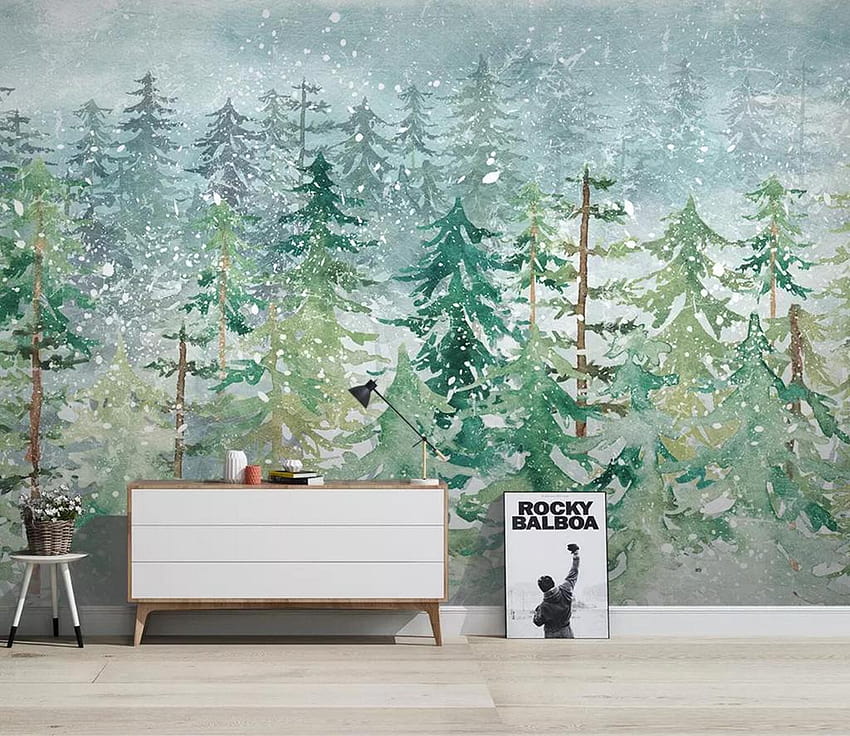3 boyutlu yeşil orman yağlı boya duvar kağıdı 456 – Jessartdecoration HD duvar kağıdı
