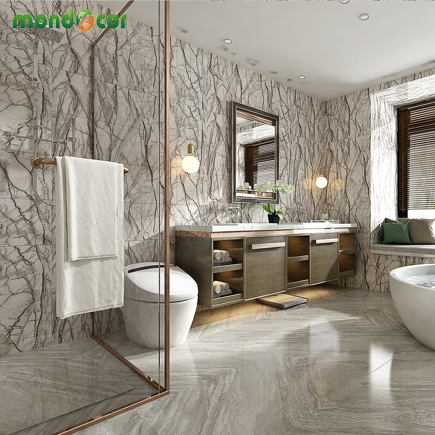 Autocollants de sol imperméables autocollants muraux de salle de bains en marbre auto-adhésifs décalcomanies de rénovation de maison décoration de salle au sol Fond d'écran de téléphone HD