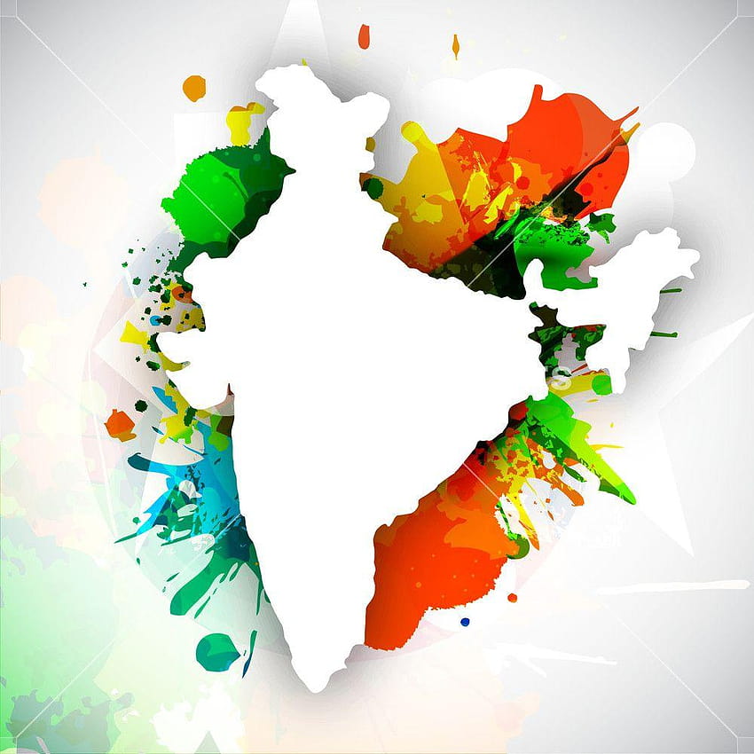 Карта на Република Индия върху цветовете на националния флаг на роялти, индийско национално знаме 3d HD тапет за телефон