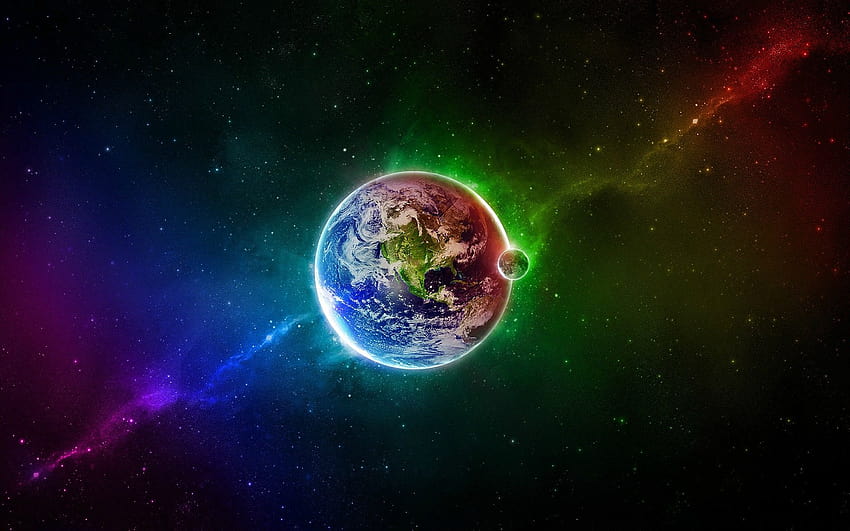Rainbow Earth พื้นที่สีรุ้ง วอลล์เปเปอร์ HD
