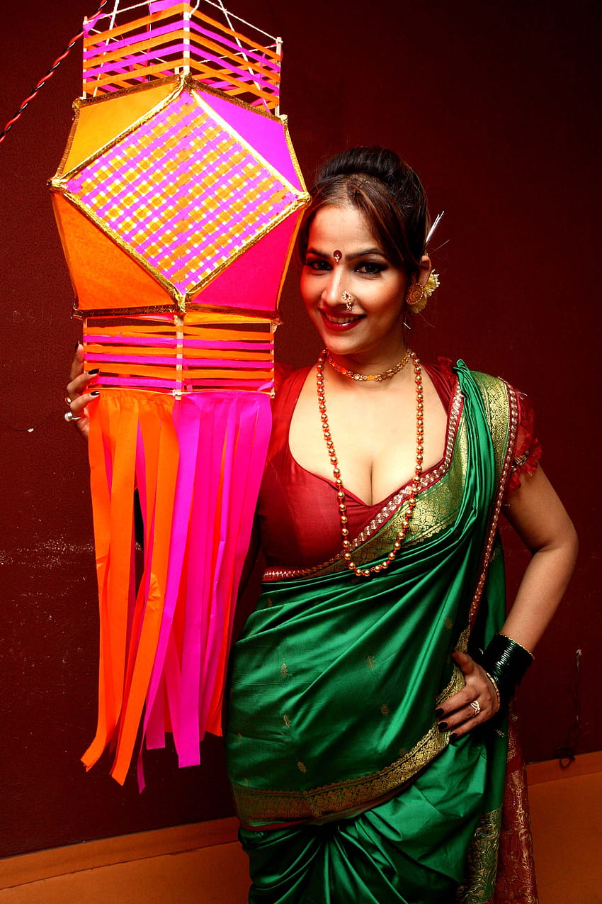 Aktris selatan Tanisha Singh melakukan pemotretan diwali dengan pakaian India, wanita marathi wallpaper ponsel HD
