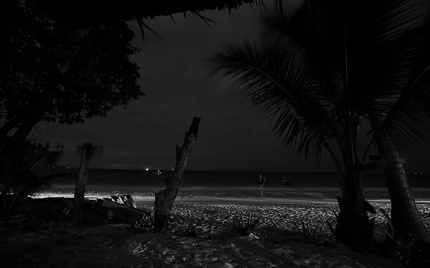 Dunkelblau : Dark Night Beach, dunkler Strand HD-Hintergrundbild
