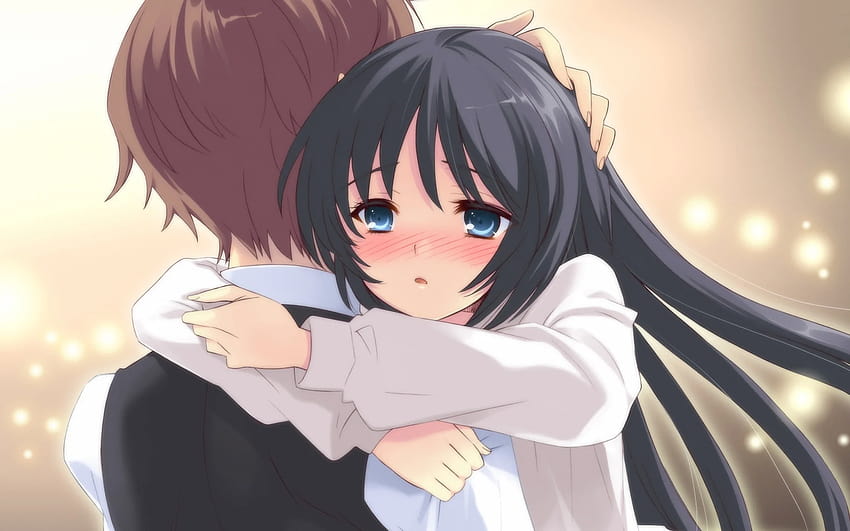 4 Anime Hug, anime friends boy and girl HD wallpaper