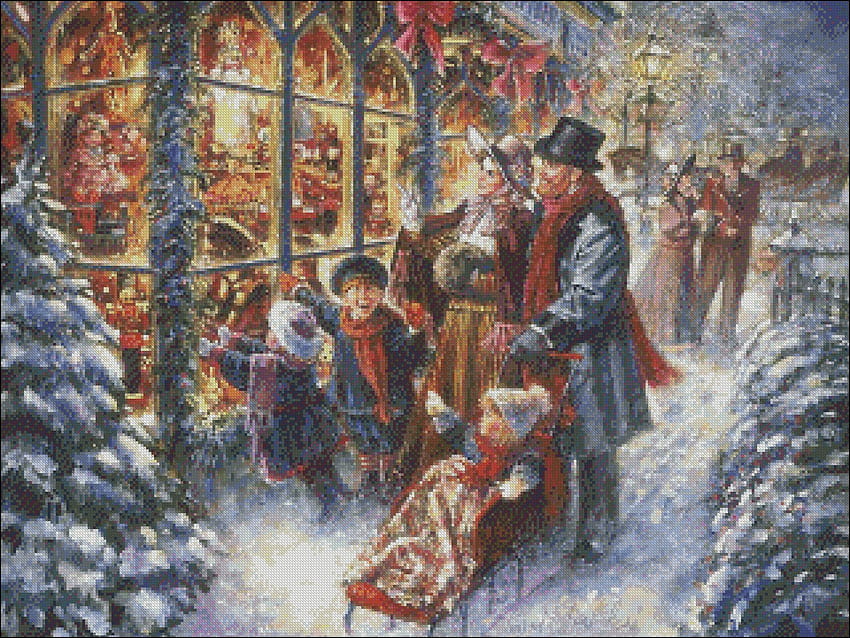 ビクトリア朝のクリスマス クロス ステッチ 高画質の壁紙
