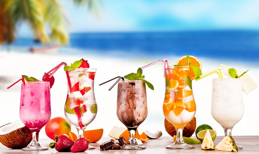 тропически коктейли плодове пресни напитки плаж лято [4790x2844] за вашия , мобилен телефон и таблет HD тапет